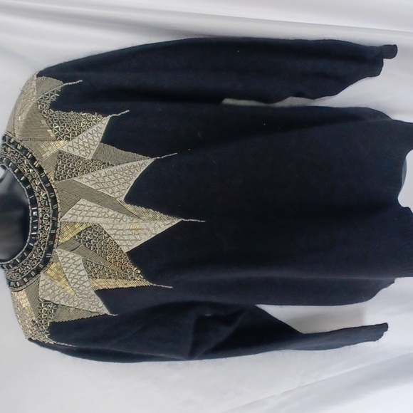 Vintage I.B. Diffusion Black Beaded Sweater Medium, silk/angora/wool/nylon 1980s - Picture 1 of 7